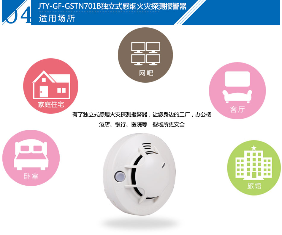 JTY-GF-GSTN701B獨立式光電感煙火災探測報警器應(yīng)用場所